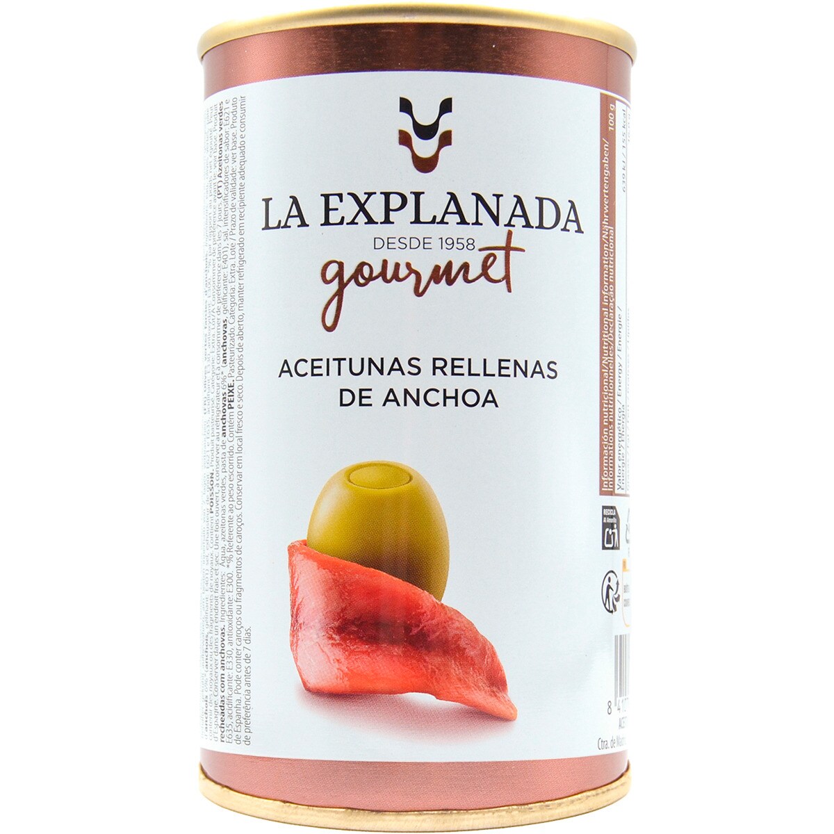 aceitunas rellenas de anchoa lata 150 g neto escurrido