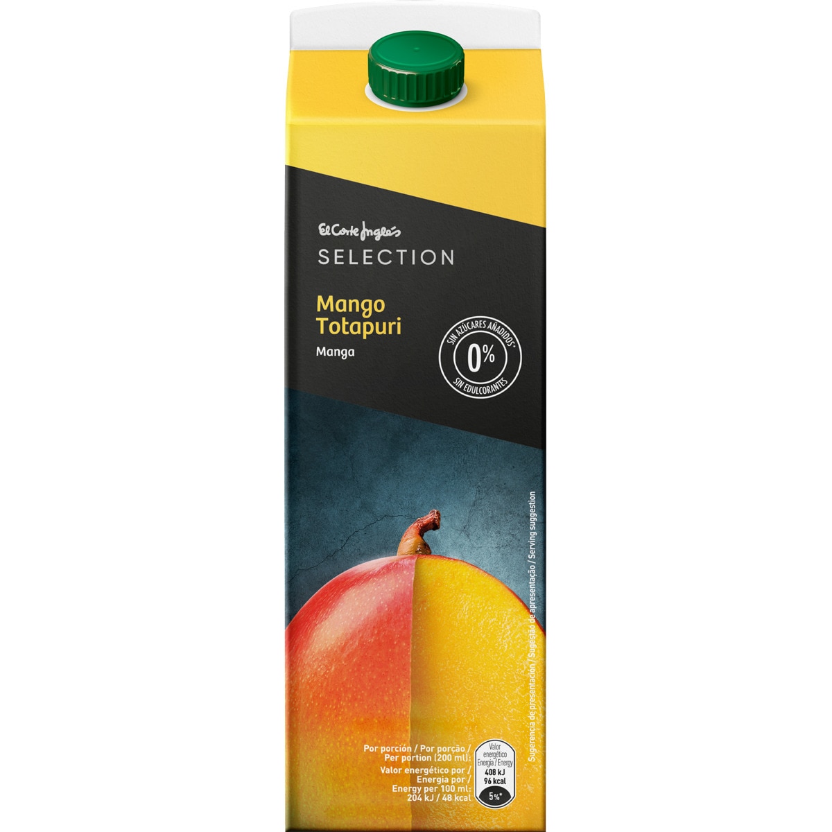 bebida de zumo de mango exprimido 0% azúcares añadidos brik 1 l