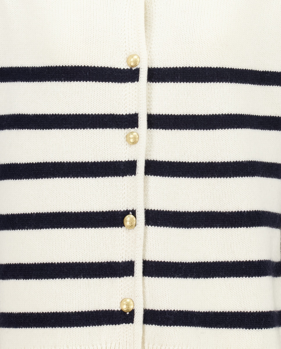 Camisola de Malha com Manga Comprida e às Riscas Branco-5