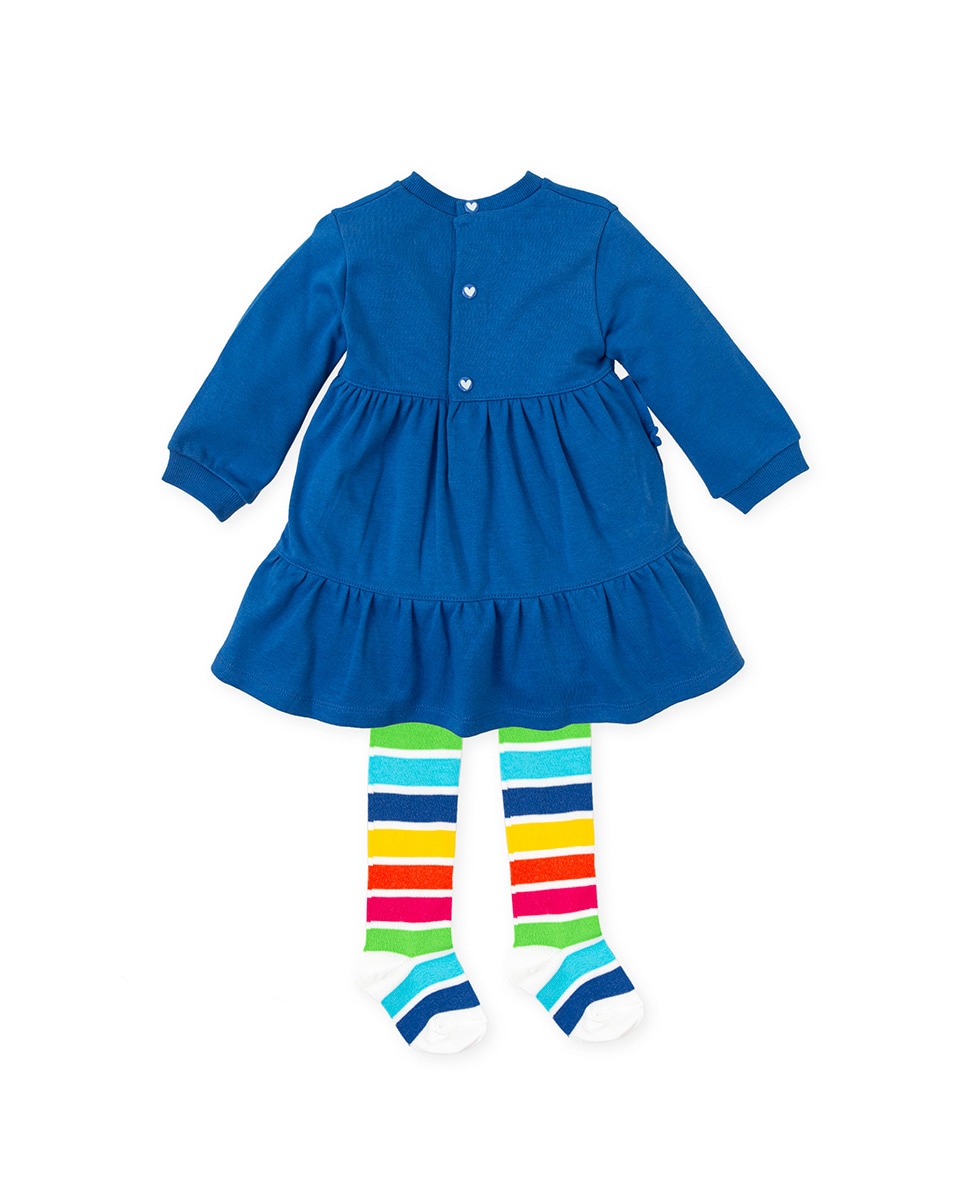 Conjunto de Vestido e Collants com Coração Azul-2