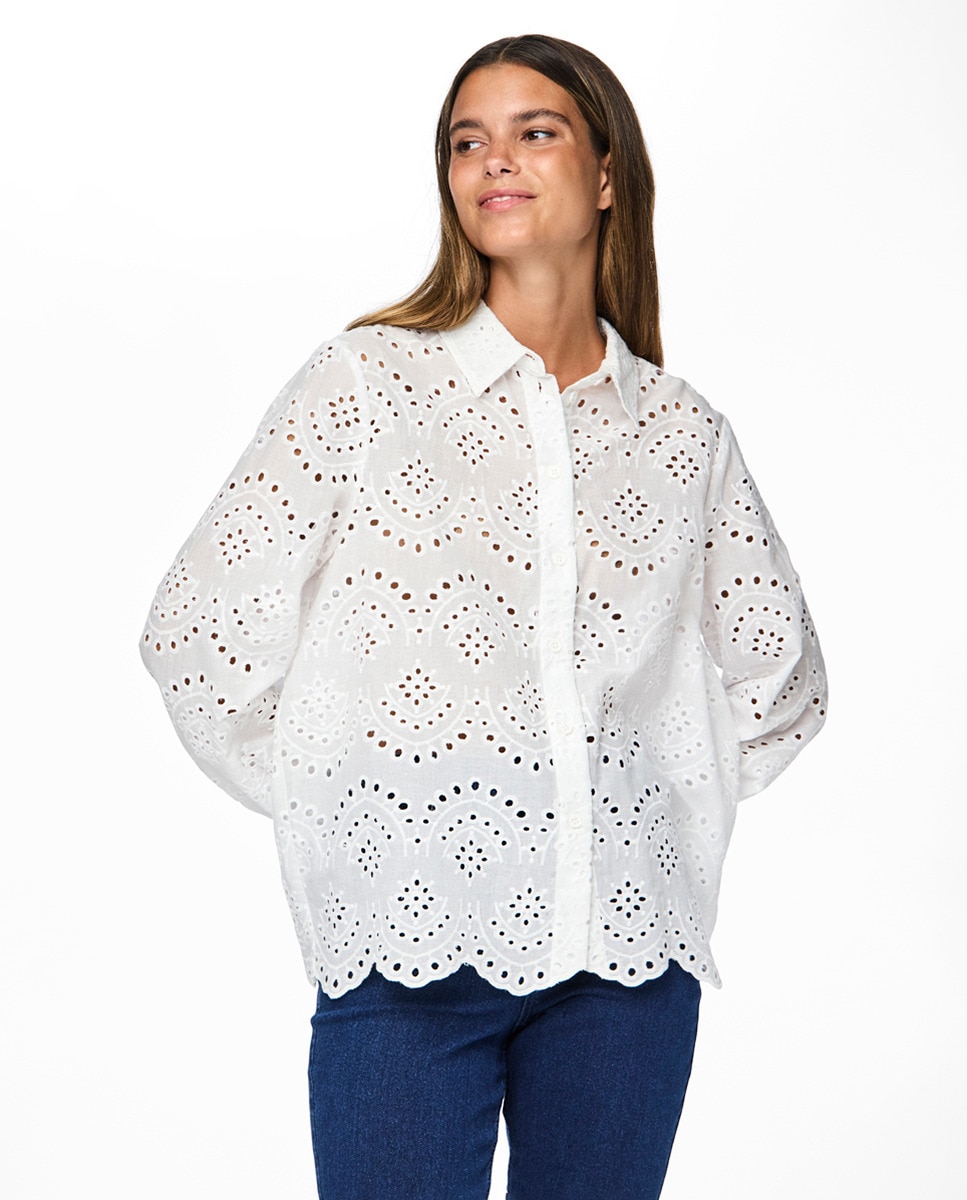 Camisa com Bordado Inglês Branco-1