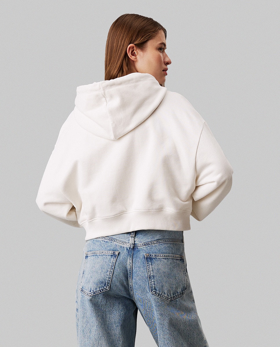 Sweatshirt com Capuz e Monograma Cru-2