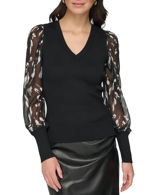 Imagen 0 de Jersey de mujer con cuello en pico y entallado