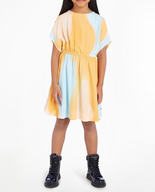 Imagen 0 de Vestido de niña naranja de manga corta