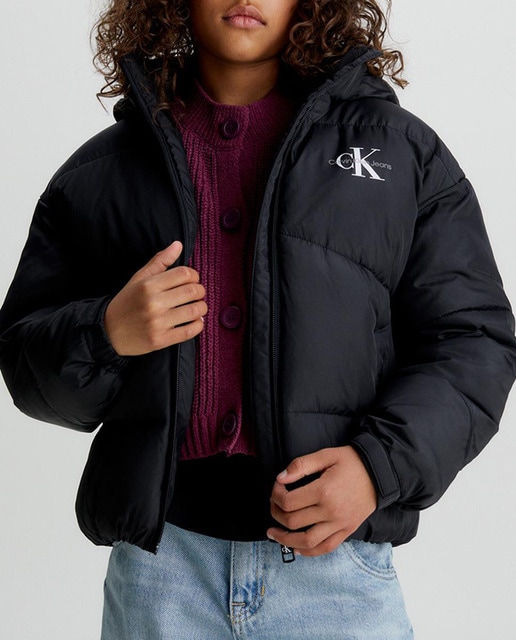 Imagen 0 de Chaqueta acolchada de niña negra con capucha