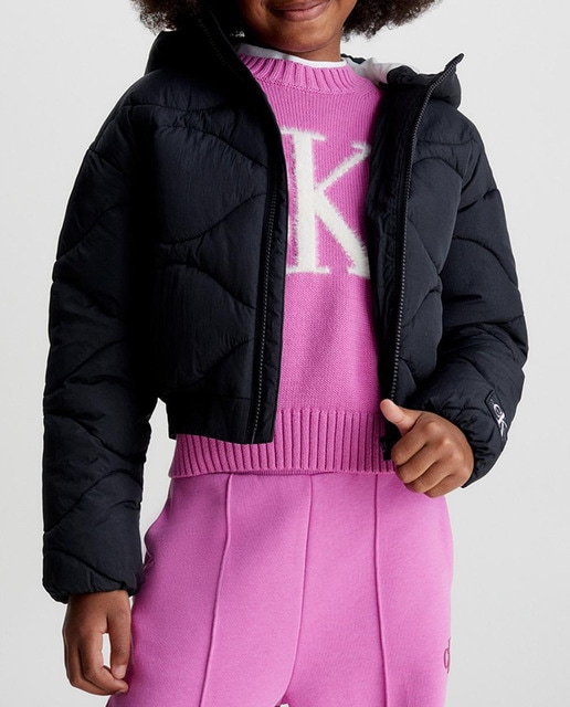 Imagen 0 de Chaqueta acolchada de niña negra con capucha