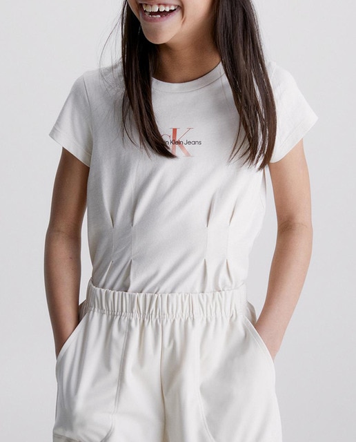 Imagen 0 de Camiseta de niña marfil de manga corta