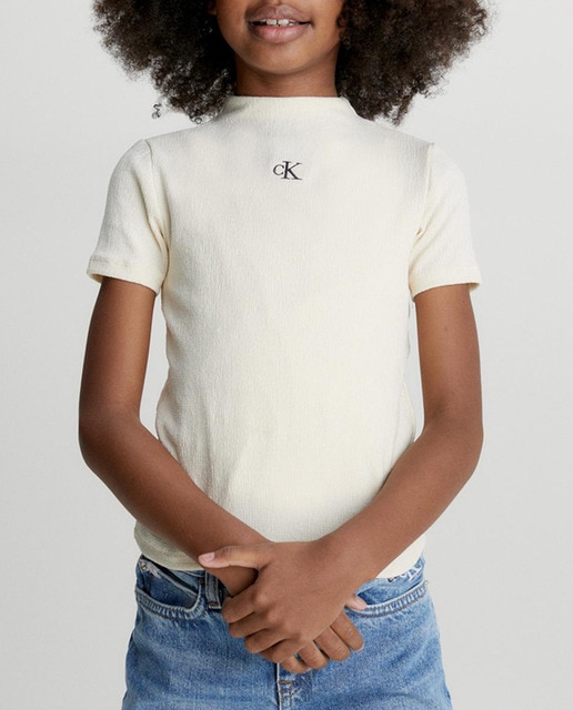 Imagen 0 de Camiseta de niña marfil de manga corta