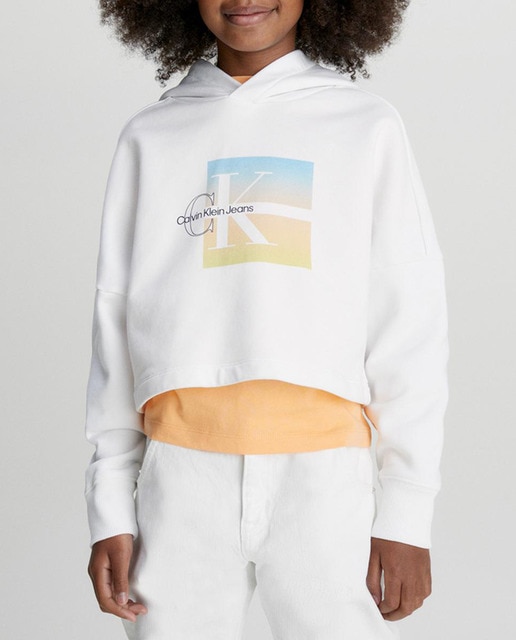 Imagen 0 de Sudadera de niña blanca con capucha