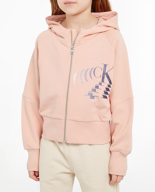 Imagen 0 de Sudadera de niña rosa con cremallera y capucha
