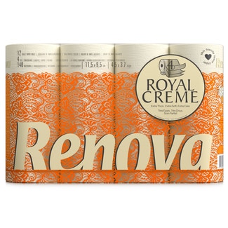 Papel Higiénico Decorado 4 Folhas Creme 12 unidades - Renova