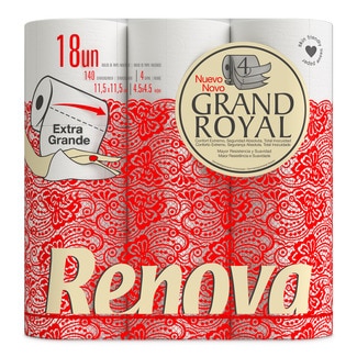 Papel Higiénico 4 Folhas Grand Royal embalagem 18 unidades - Renova