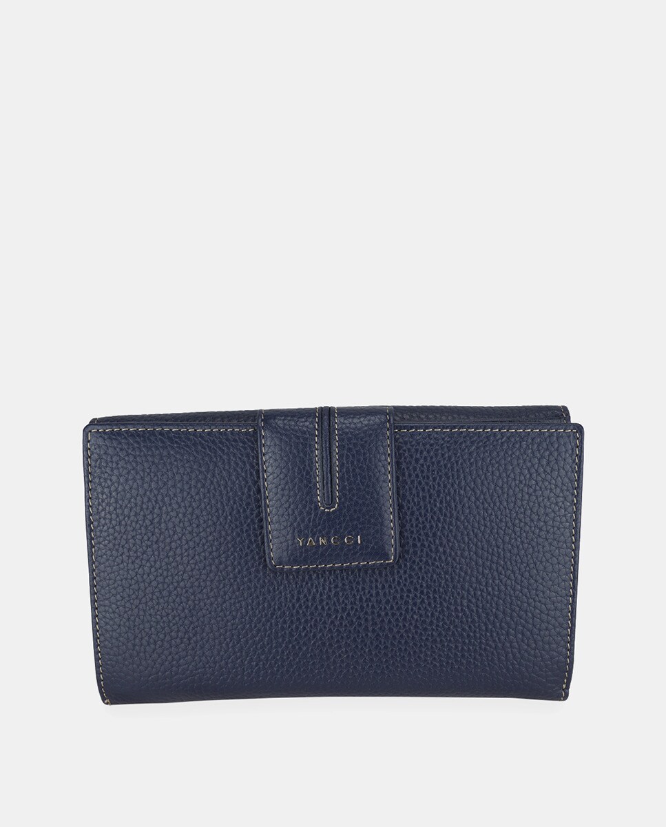 Porta-Moedas Grande em Pele com Secção para Notas - Vermelho Azul-1