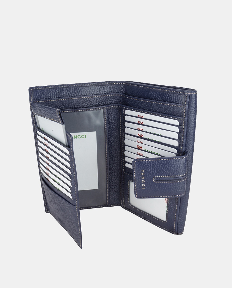 Porta-Moedas Grande em Pele com Secção para Notas - Vermelho Azul-2