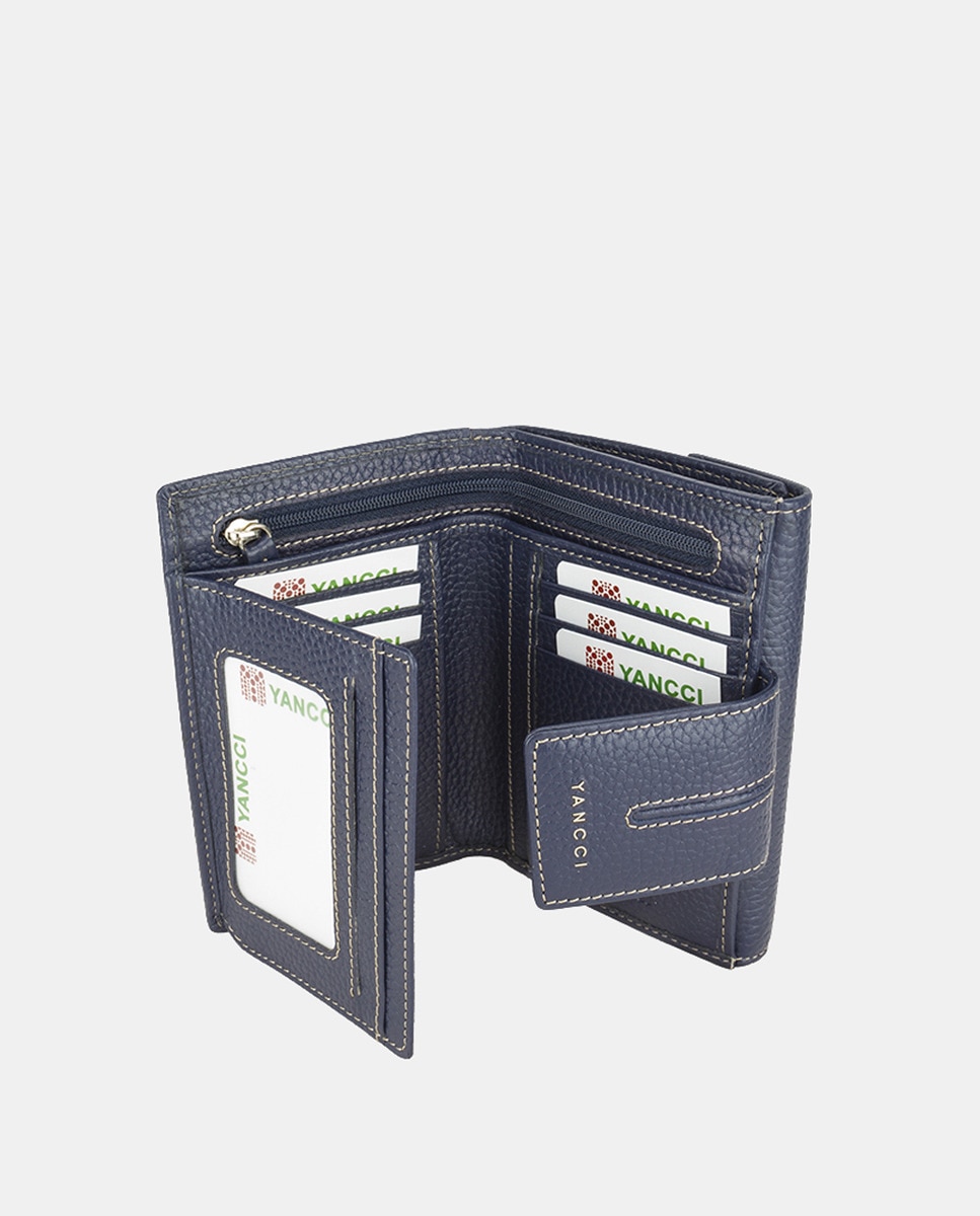 Porta-Moedas Médio em Pele com Secção para Notas - Vermelho Azul-2