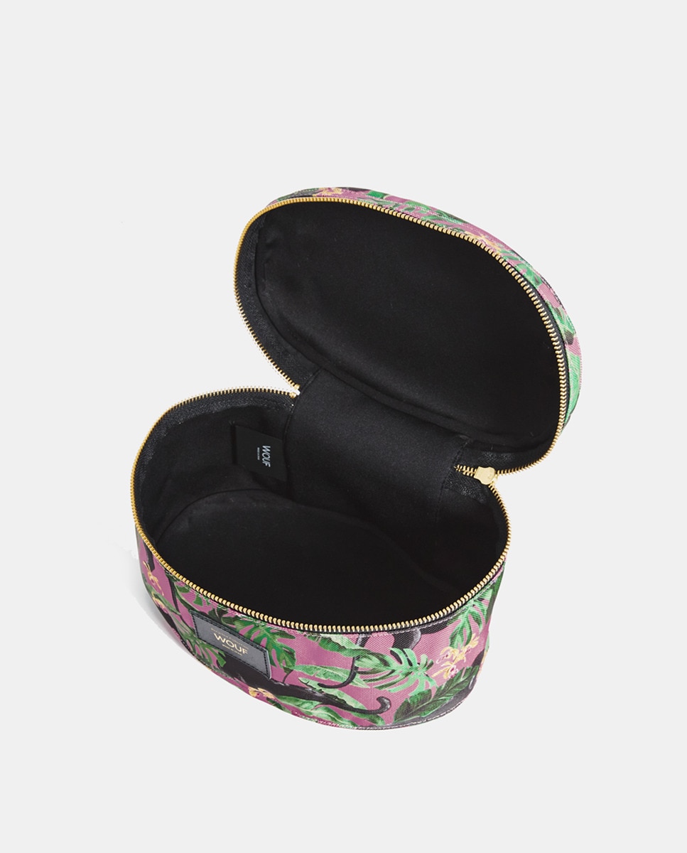 Nécessaire Tamanho XL com Alça na Parte Superior e Estampado de Pantera - Rosa/Verde/Preto Rosa-3