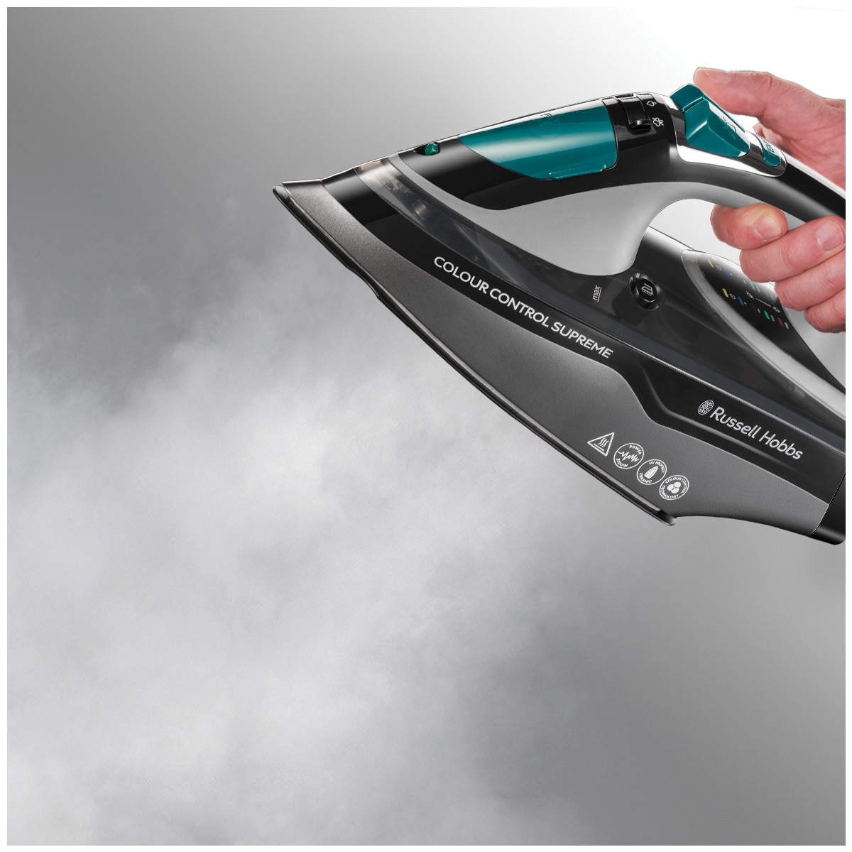 Plancha de vapor Russell Hobbs Colour Control Supreme suela cerámica con protección del color Negro-8