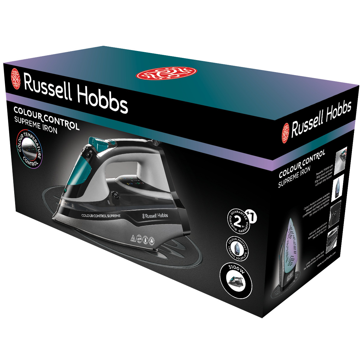 Plancha de vapor Russell Hobbs Colour Control Supreme suela cerámica con protección del color Negro-10