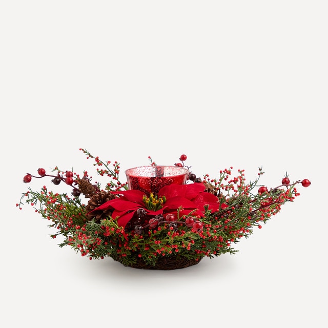 Imagen 0 de Centro de mesa mercurizado Flor de Pascua Navidad El Corte Inglés