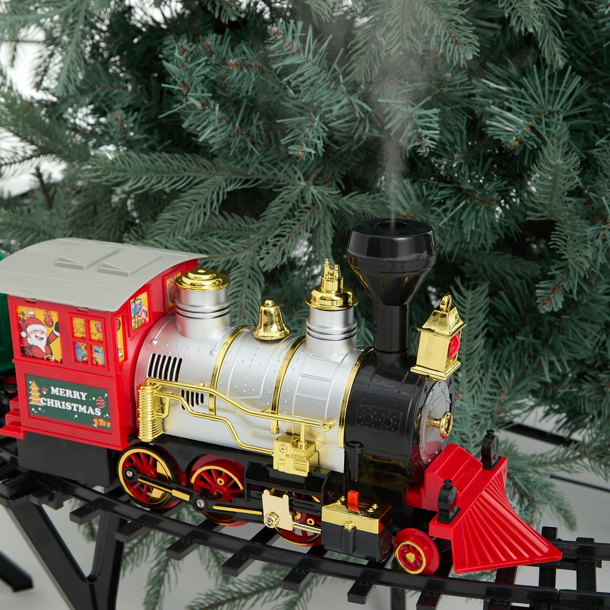Tren decorativo para árbol con luz, música y vapor Belén Americano Navidad El Corte Inglés Multicolor-3