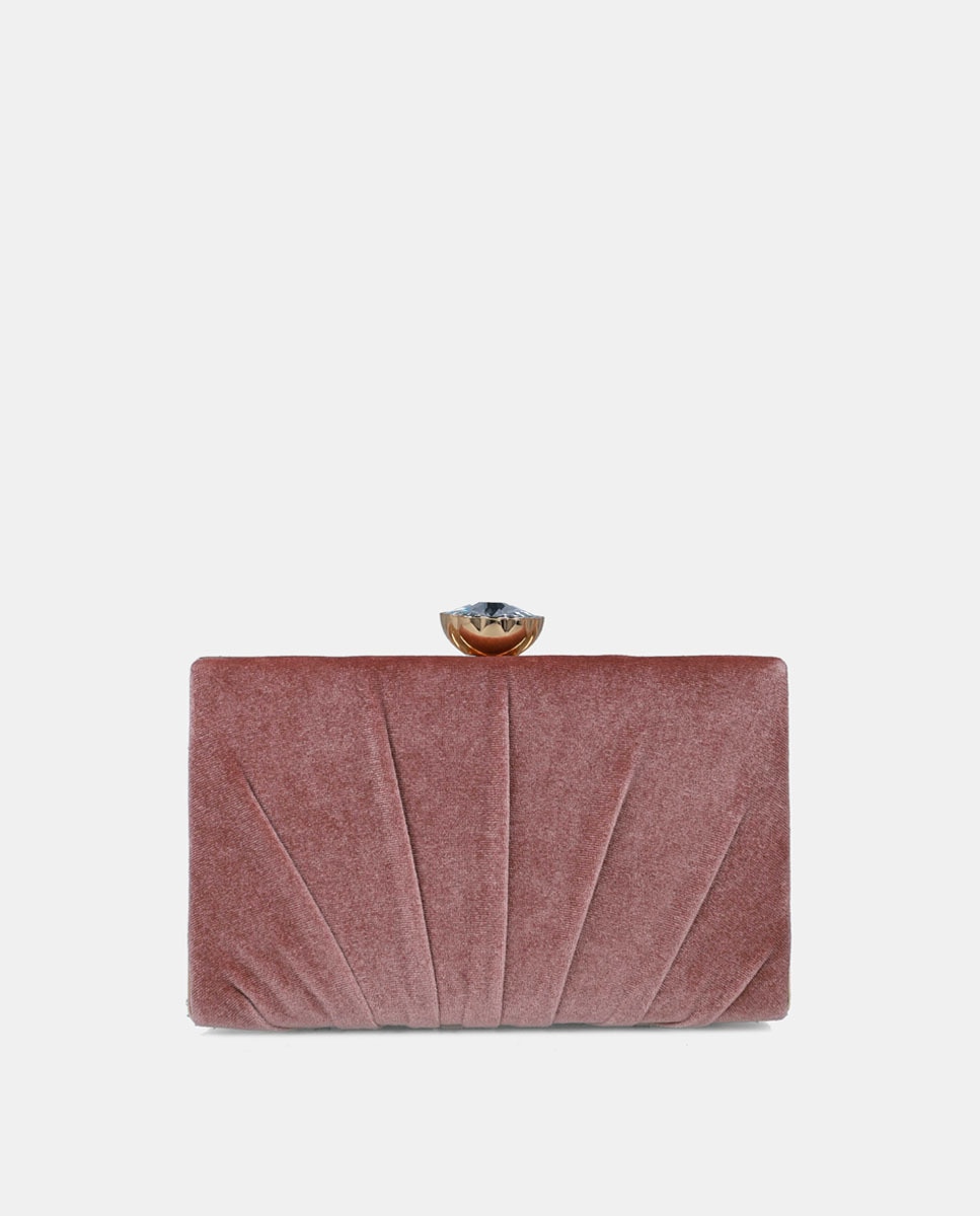 Mala Clutch de Veludo Nude-1