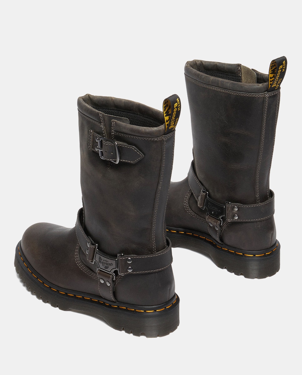 Botas Altas Anistone Hi em Pele Cinzento-3