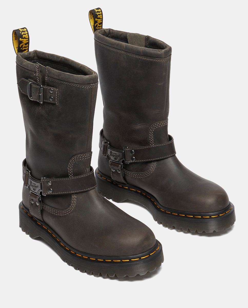 Botas Altas Anistone Hi em Pele Cinzento-2
