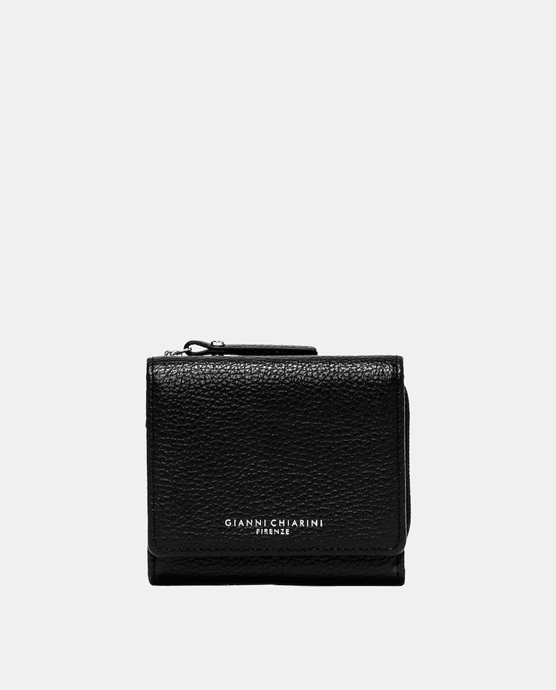 Porta-Moedas Elaborado em Pele Granulada Preto-1