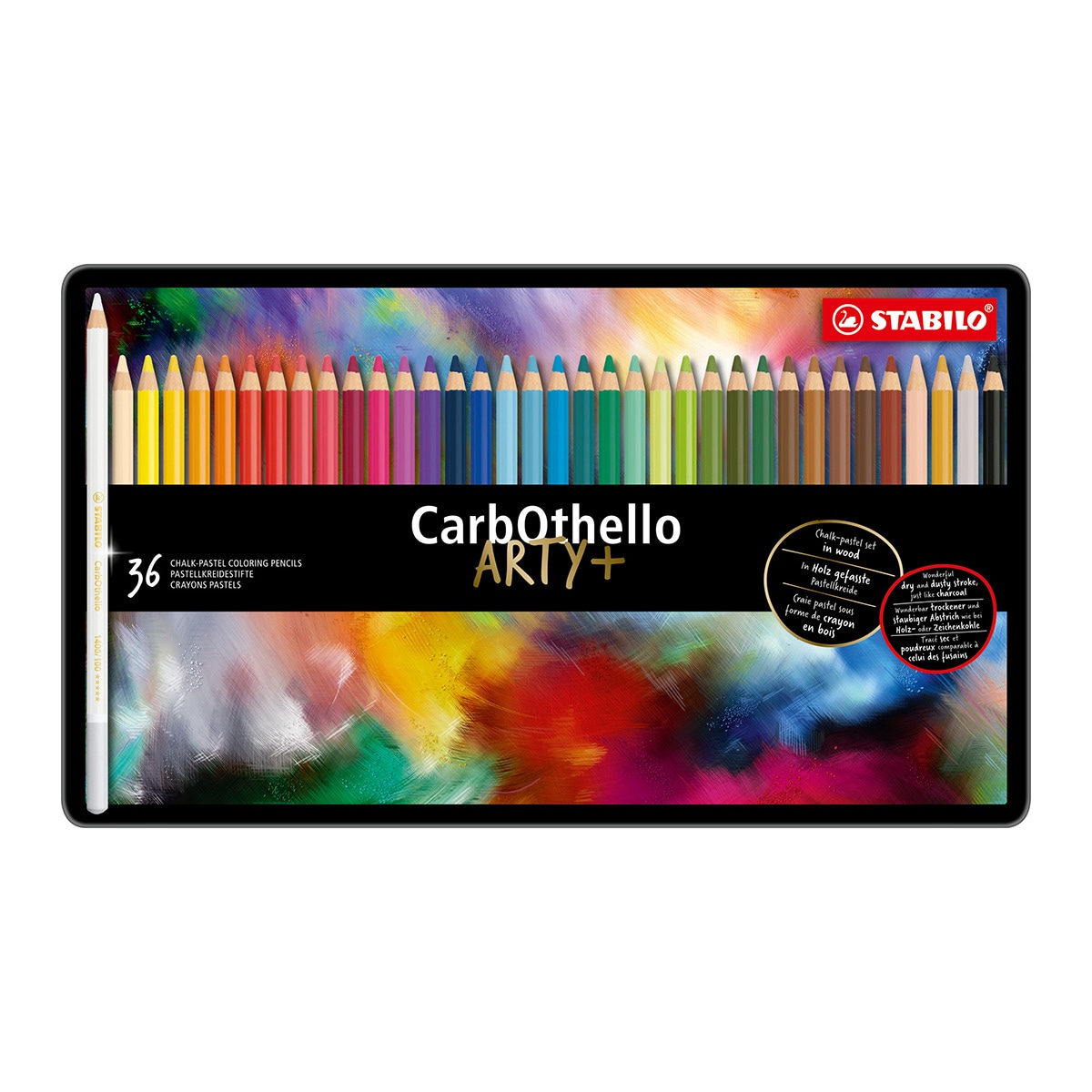 Estuche con 36 lápices de color Tiza-Pastel CatbOthello STABILO Multicolor Negro-1
