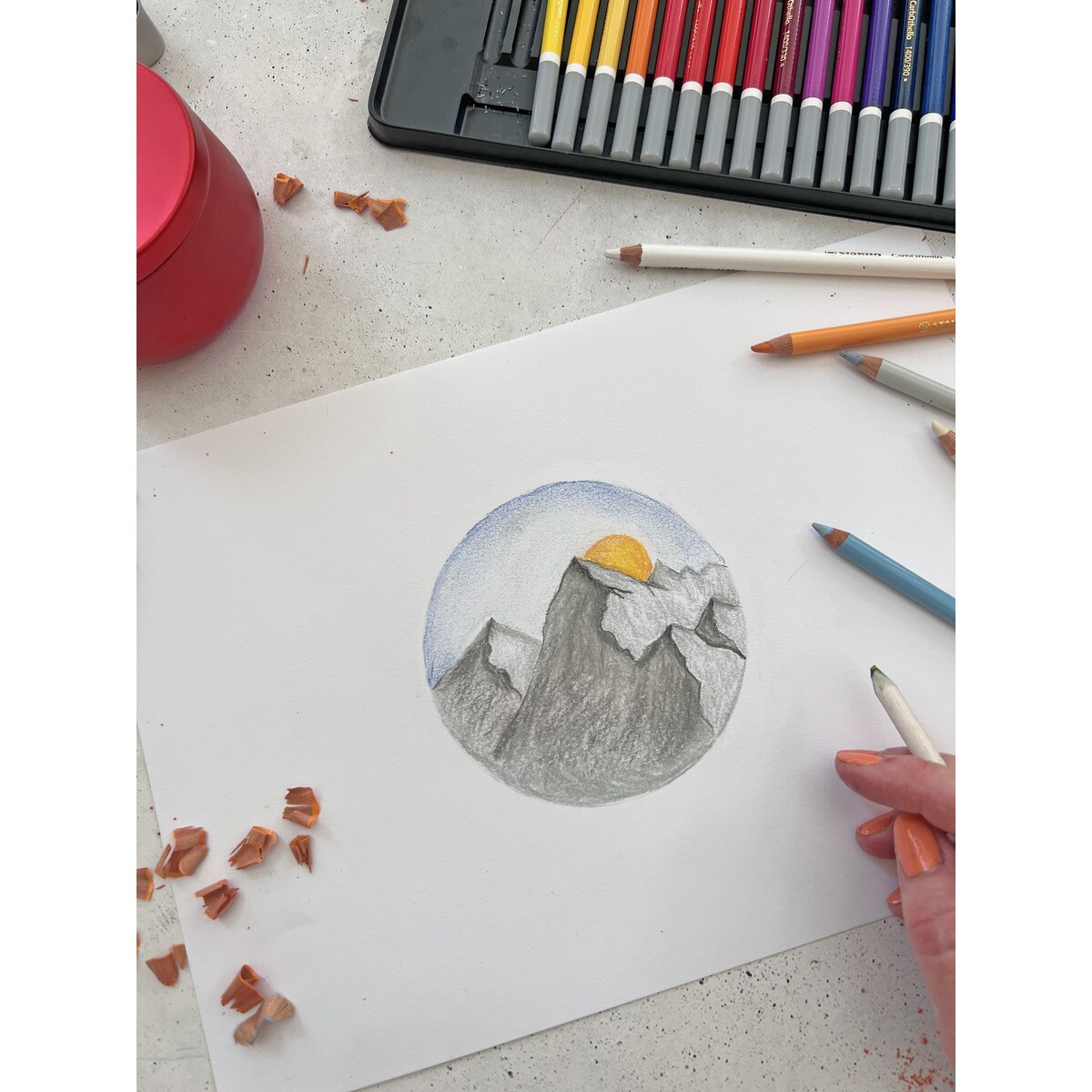 Estuche con 48 lápices de color Tiza-Pastel CatbOthello STABILO Multicolor + sacapuntas + goma de borrar + difuminador Negro-4