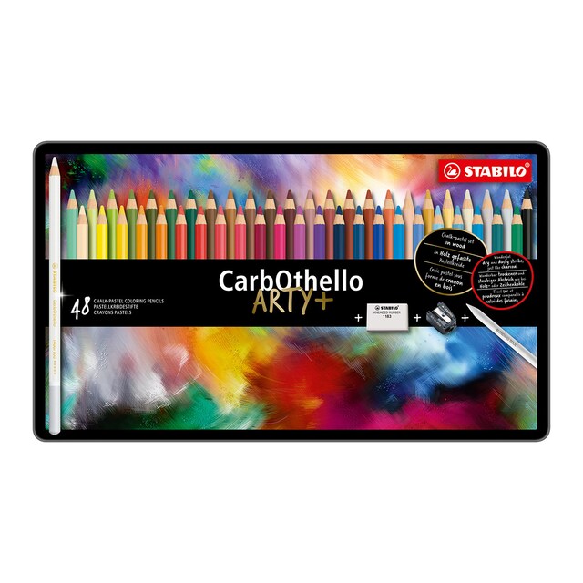 Imagen 0 de Estuche con 48 lápices de color Tiza-Pastel CatbOthello STABILO Multicolor + sacapuntas + goma de borrar + difuminador