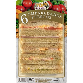 emparedados sin corteza 6 unidades envase 375 g - Toplider