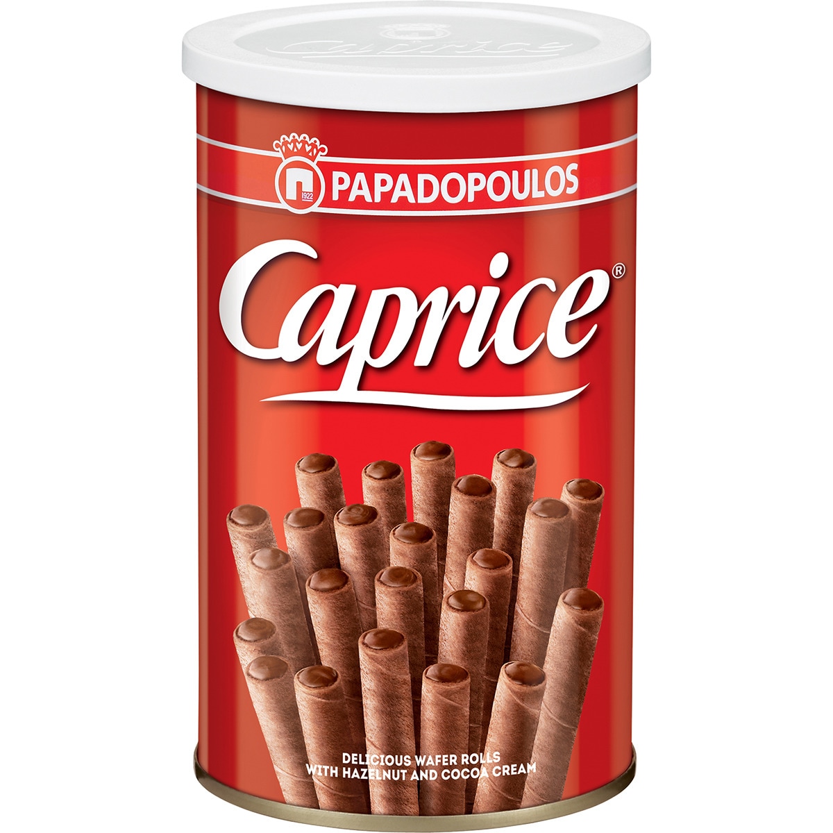Caprice barquillos rellenos de crema de avellanas y cacao lata 115 g