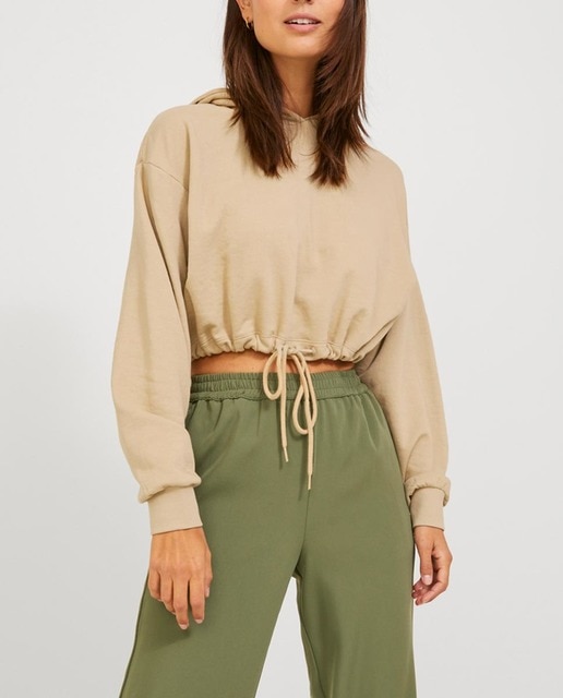 Imagen 0 de Sudadera cropped con capucha de mujer.