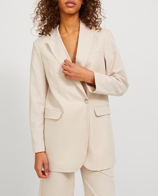 Imagen 0 de Blazer de lino de cuello solapa de mujer