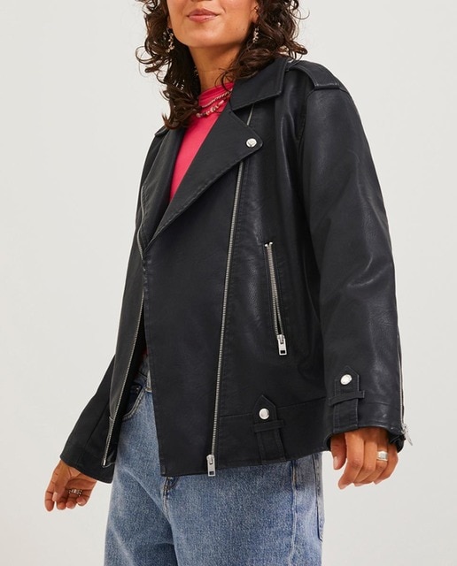 Imagen 0 de Chaqueta biker de mujer con efecto cuero