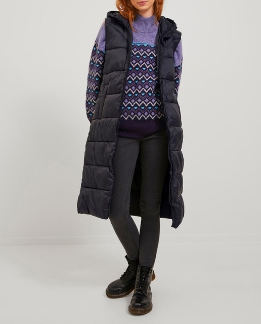 Imagen 0 de Chaleco de mujer largo acolchado con capucha