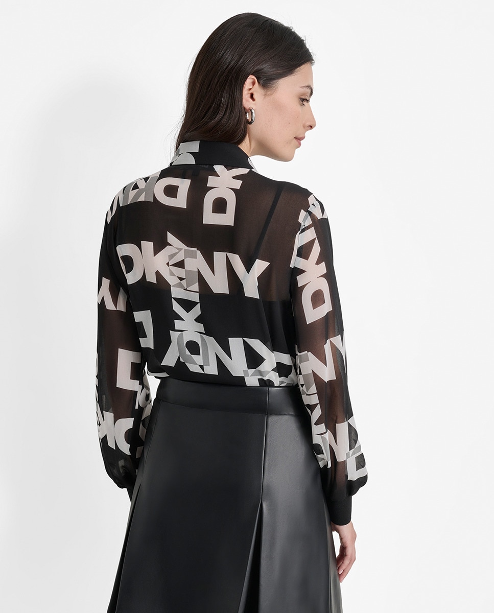 Camisa Abotoada com Manga Comprida Preto-2