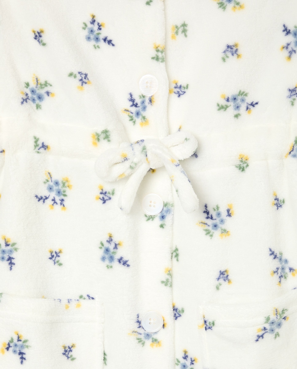 Robe Abotoado com Estampado Floral Branco-4