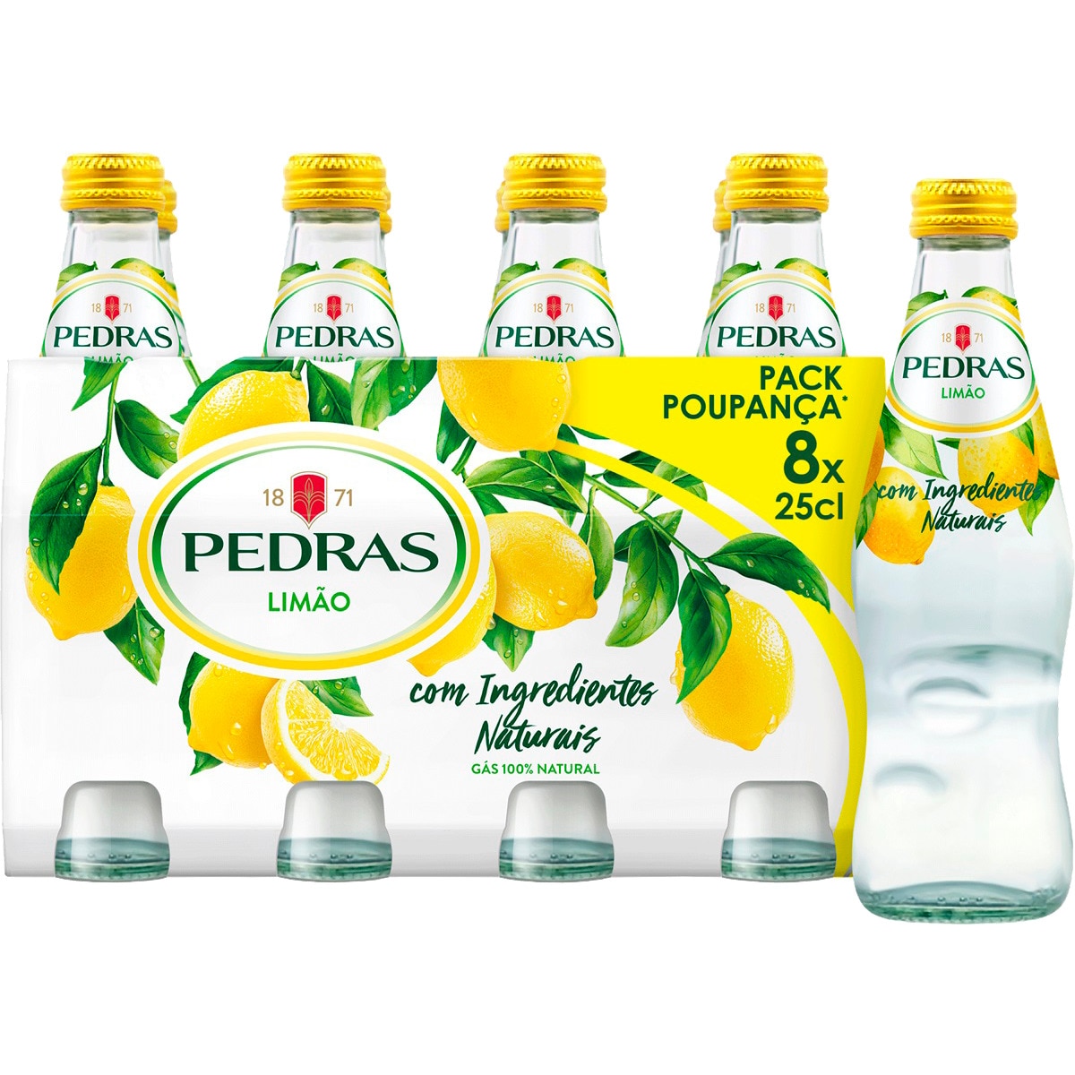 Água com Gás sabor Limão Pack 8 unidades garrafa 25 cl