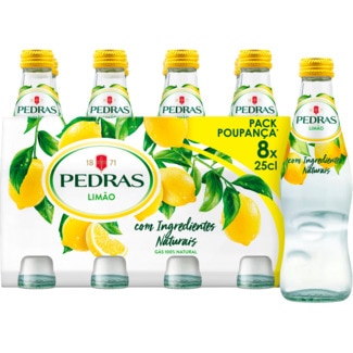 Água com Gás sabor Limão Pack 8 unidades garrafa 25 cl - Pedras