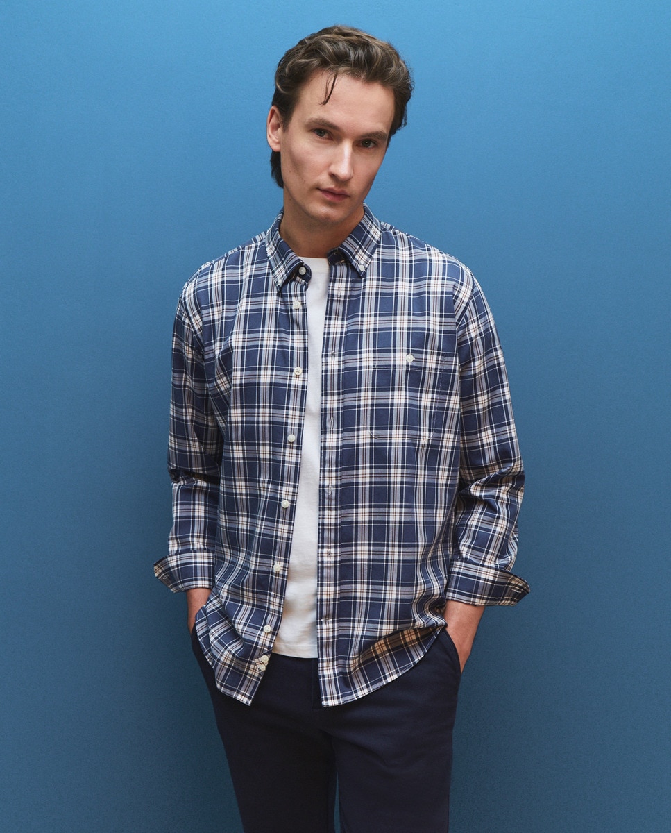 Camisa de homem com quadrados Verde-2