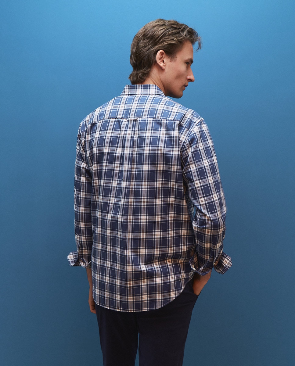 Camisa de homem com quadrados Verde-3