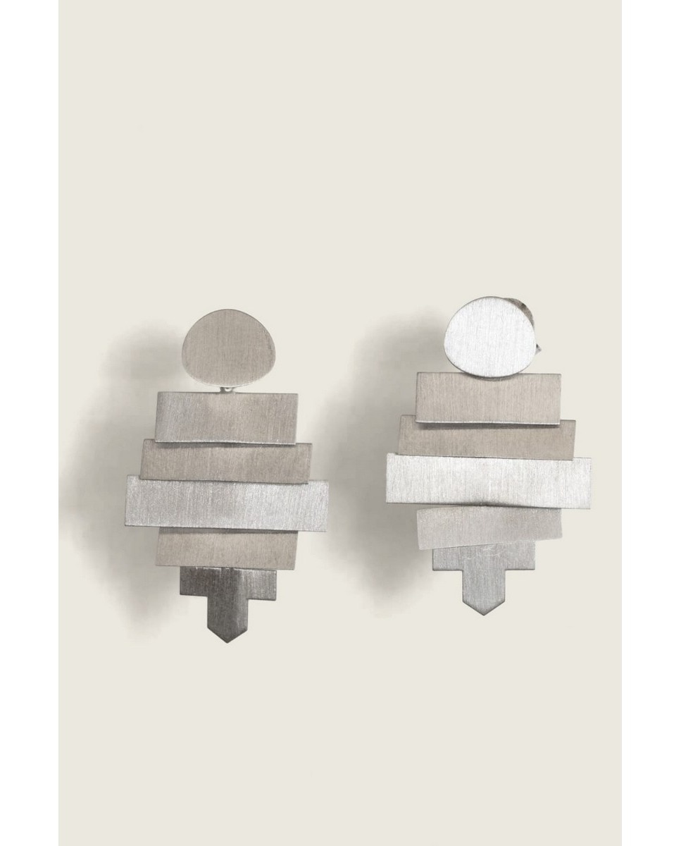 Imagem 0 de Geometric Chic Earrings - Banho prateado