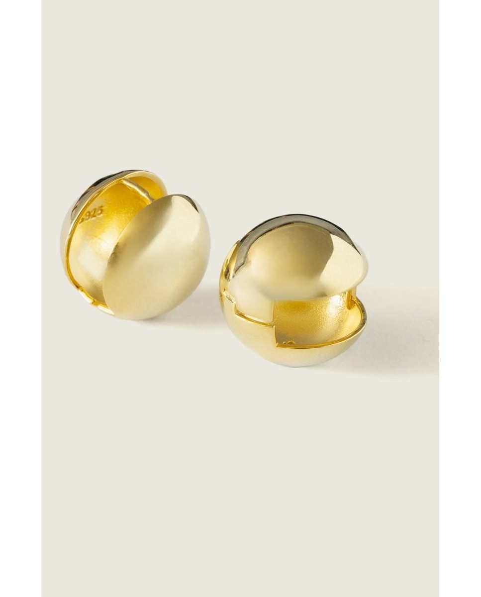 Imagem 0 de Modern Silver Spheres Hoops - Banho de ouro