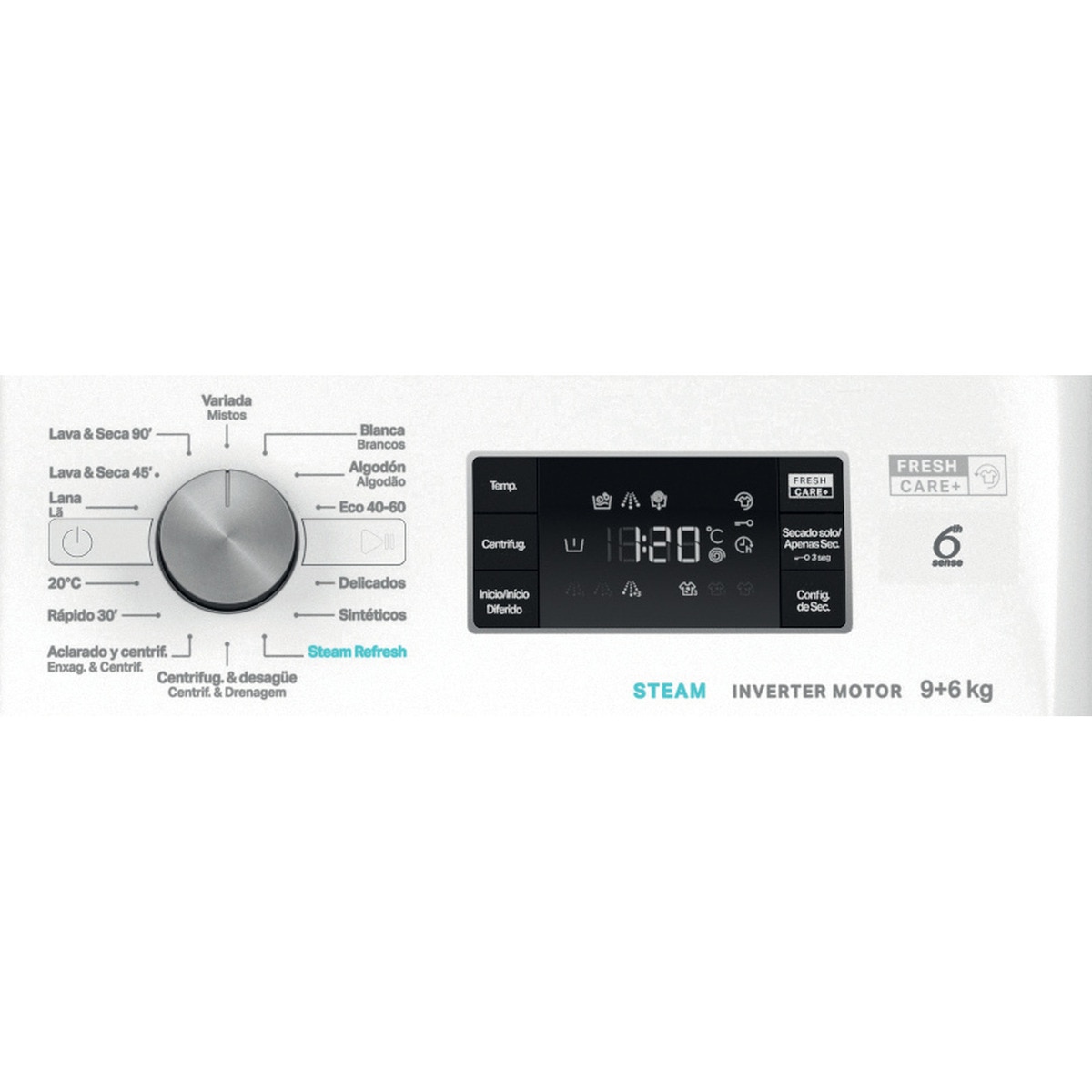 Lavadora secadora Whirlpool 9 kg / 1.300 rpm - FFWDB 964489 BV SPT Blanco-7
