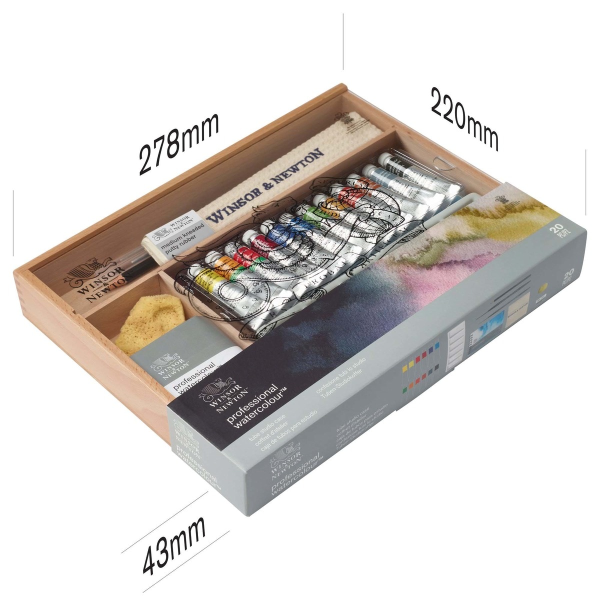 Caja de madera acuarela  profesional Winsor&Newton 7