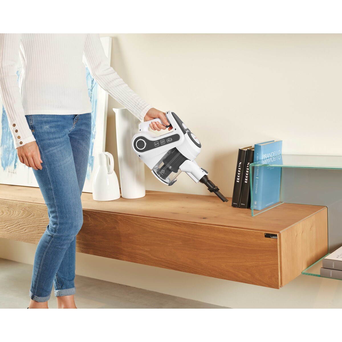 Aspirador de escoba recargable vertical Polti Forzaspira SLIM SR90G sin cables 2 en 1 Blanco-10