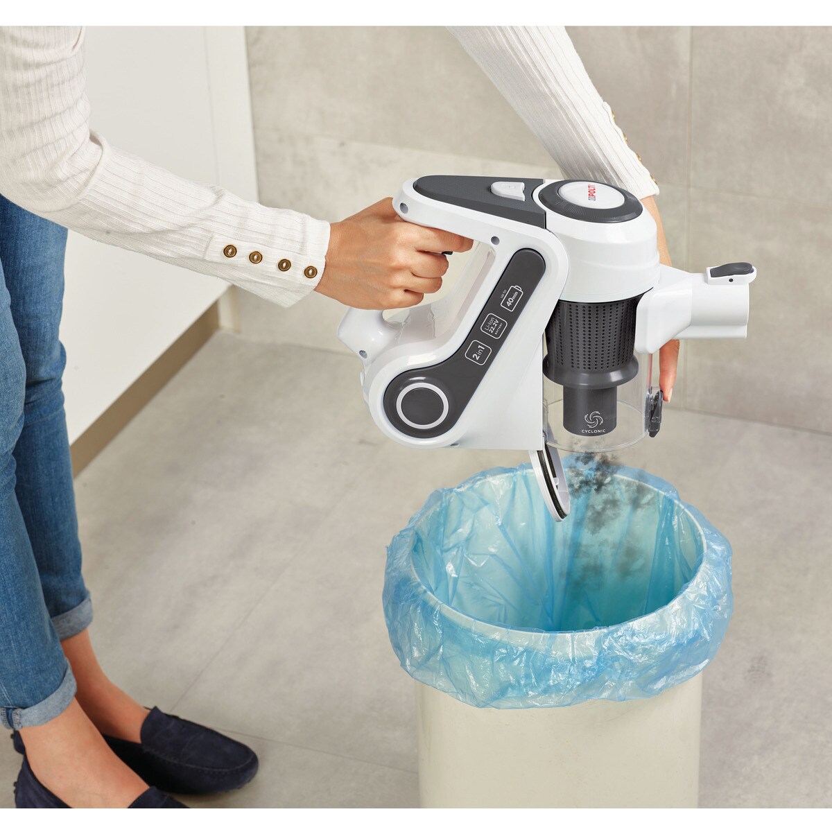 Aspirador de escoba recargable vertical Polti Forzaspira SLIM SR90G sin cables 2 en 1 Blanco-9