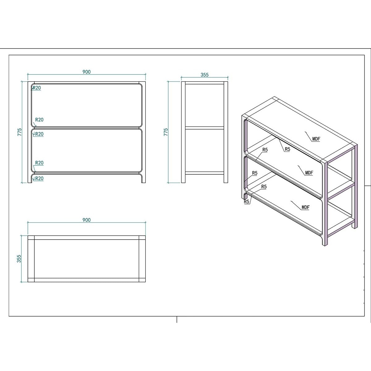 Estante de Madeira de Nogueira Paul Nogueira-5